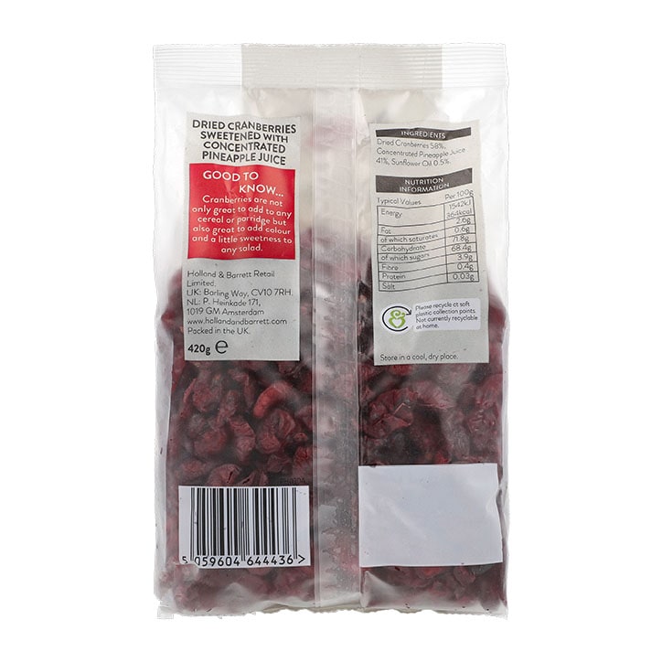 Holland & Barrett Juice Infused Cranberries 420g